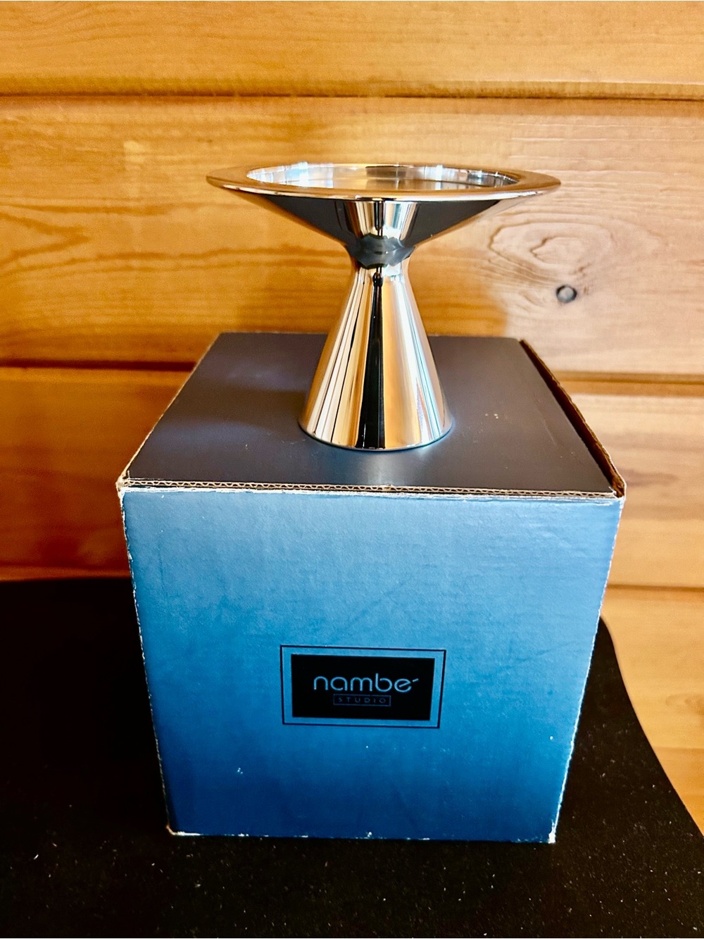 Nambe Polished Silver Hourglass Candle Stand